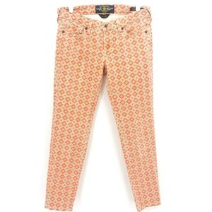 Lucky Brand Women's Capri Jeans Sz 4/27 Orange/Grey Geo Charlie Stretch Low Rise